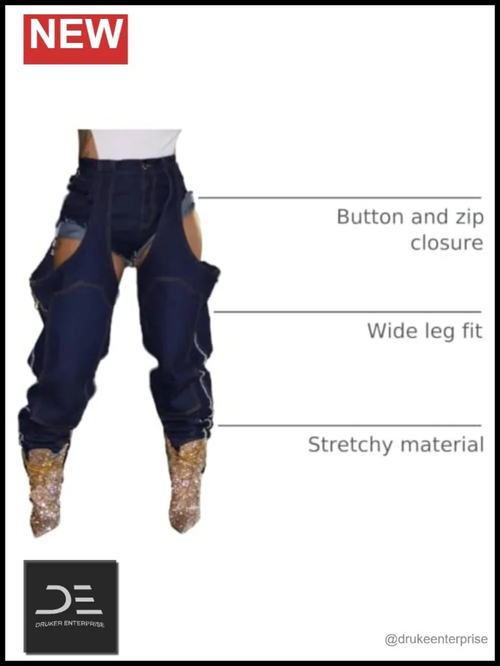 Women's High Waisted Ripped Wide Leg Distressed Denim Jeans